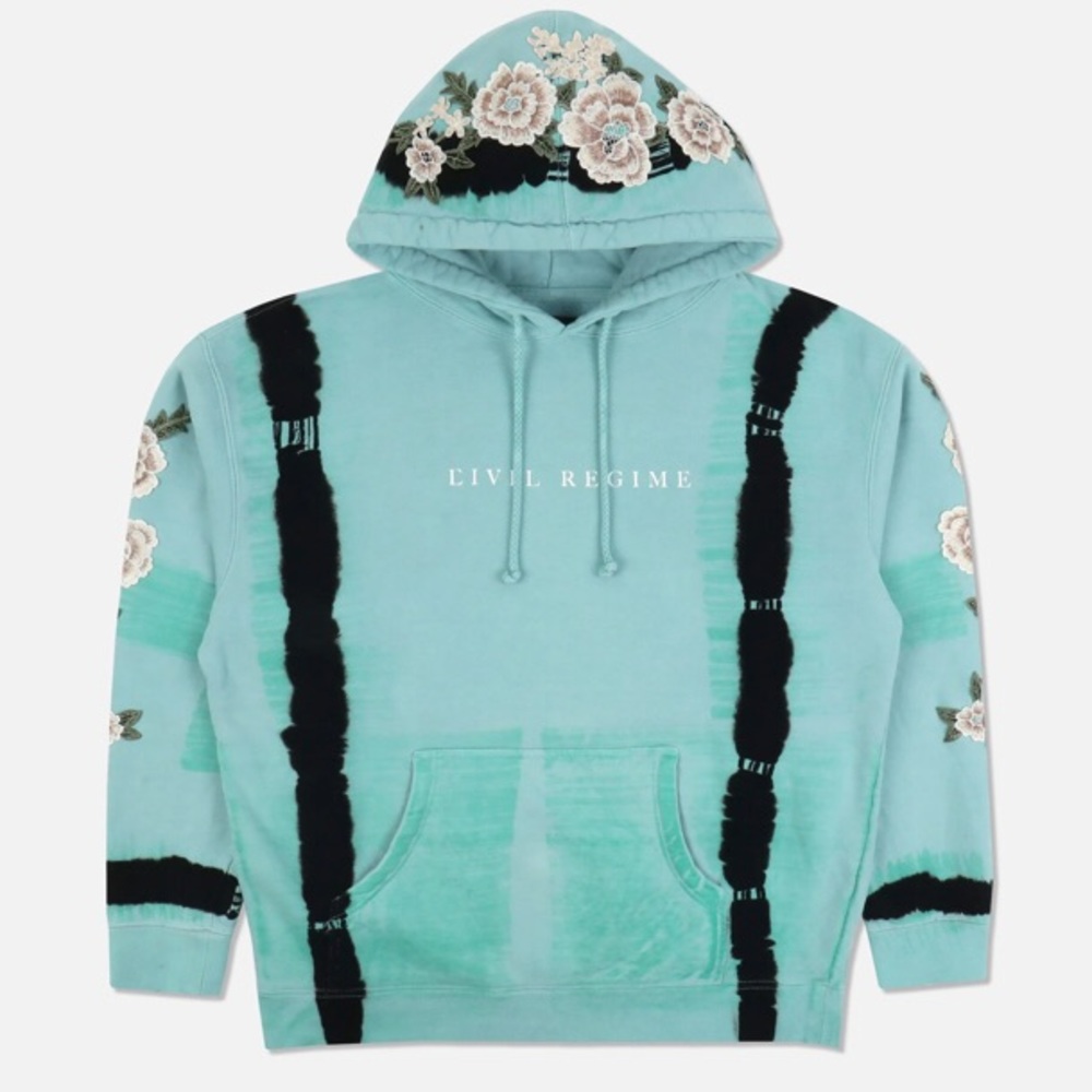 Civil Regime white roses aqua dreams hoodie